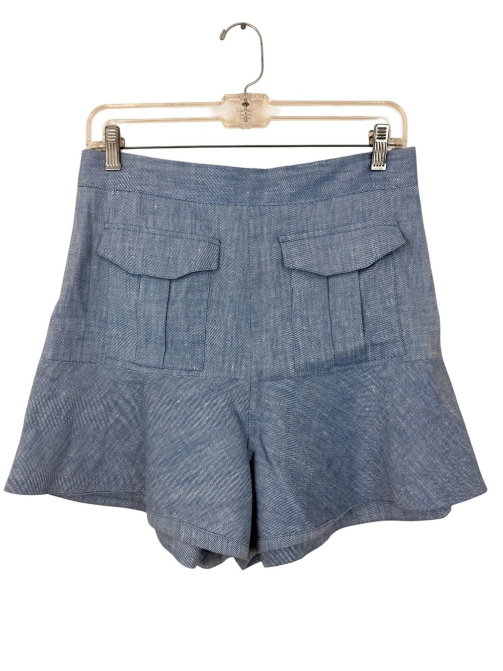 Alexis Linen High Waist Shorts Sz Medium Light Blue Flowy Pockets Lined Cotton